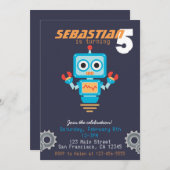 Belle Robot Boys Invitation de fête d'anniversaire (Devant / Derrière)