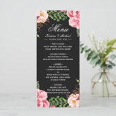 Belle Romantique Rose Floral Mariage Menu (Debout devant)