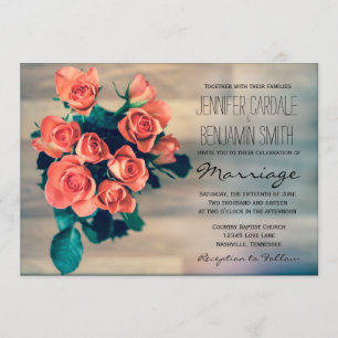 Belle Rose Bouquet Fleurs Mariage Invitations