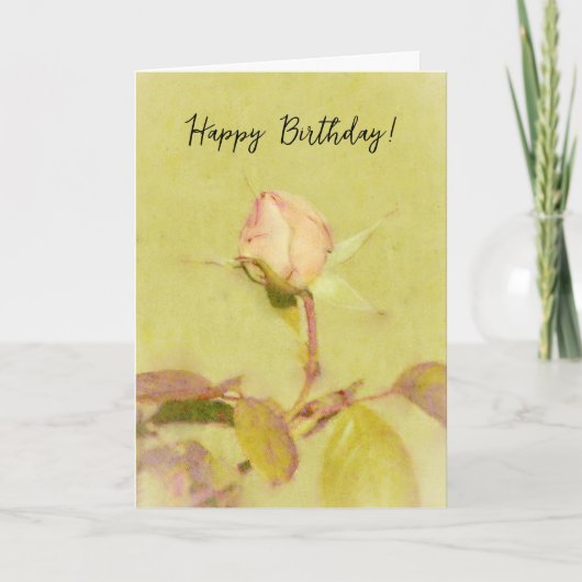 Belle Rose Bud Flower Art carte d'anniversaire (Devant)