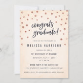 Belle Rose Gold Polka Dot Graduation Invitations (Devant)
