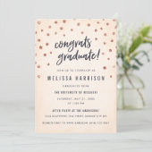 Belle Rose Gold Polka Dot Graduation Invitations (Debout devant)