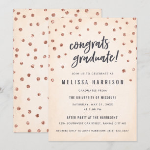 Belle Rose Gold Polka Dot Graduation Invitations