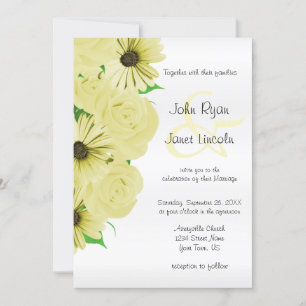 Belle Rose Jaune & Fête de mariage Invitations