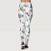 Belle Rose Rose et Bleu Fleur Leggings Floraux (Dos)