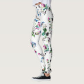 Belle Rose Rose et Bleu Fleur Leggings Floraux (Gauche)