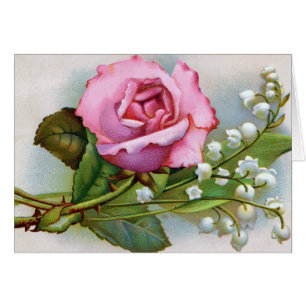 Belle rose rose et Lily du Vallée Spray