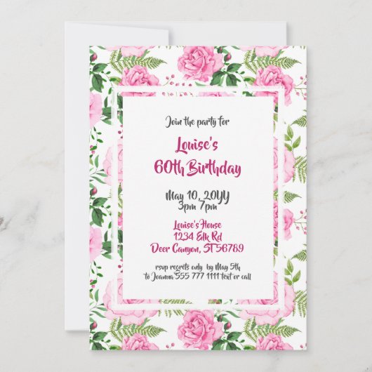 Belle rose Roses 60e anniversaire Invitation (Devant)