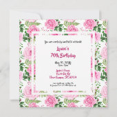 Belle rose Roses 70e anniversaire Invitation (Dos)