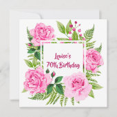 Belle rose Roses 70e anniversaire Invitation (Devant)