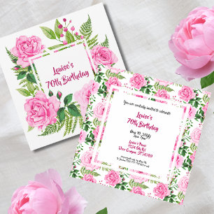 Belle rose Roses 70e anniversaire Invitation