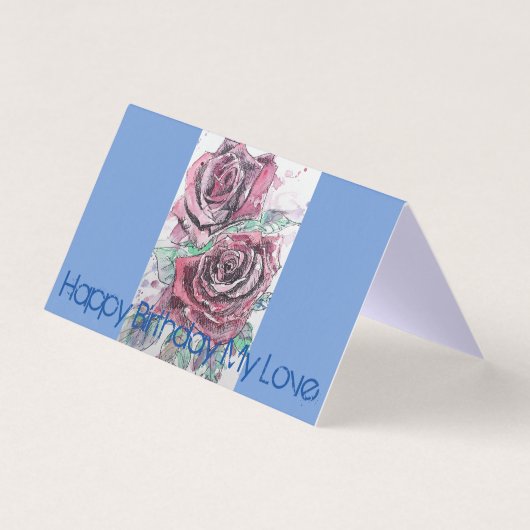 Belle Rose Rouge Peinture Amour Carte Anniversaire (Front)