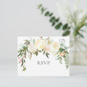 Belle Roses Blanches Mariage Floral Carte postale  (Debout devant)