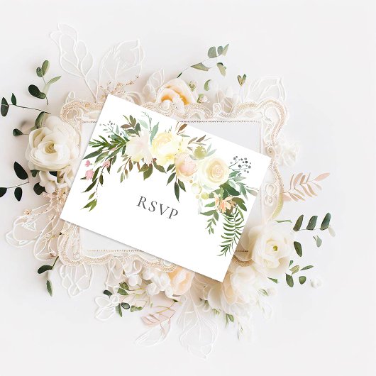 Belle Roses Blanches Mariage Floral Carte postale 