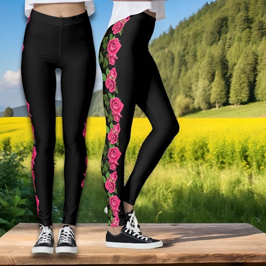 Belle roses florales roses florales Leggings