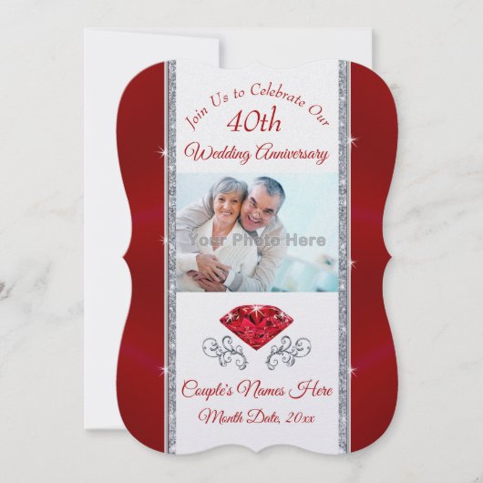 Belle Ruby 40e anniversaire Mariage Invitations (Devant)