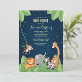 Belle Safari Animaux Bébé Douche Invitations (Debout devant)