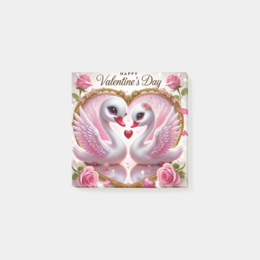 Belle Saint-Valentin Swan Rose Post-It Notes (Devant)