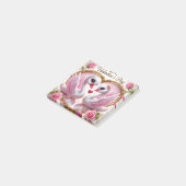 Belle Saint-Valentin Swan Rose Post-It Notes (Incliné)