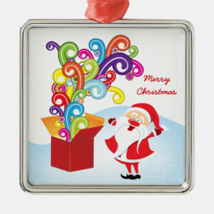 Belle Santa Claus Et Boîte Cadeau Ornement de Noël