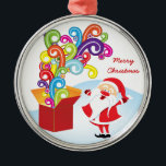 Belle Santa Claus Et Boîte Cadeau Ornement de Noël<br><div class="desc">Mignons Père Noël Et Boîte Cadeau Décor De Noël.</div>