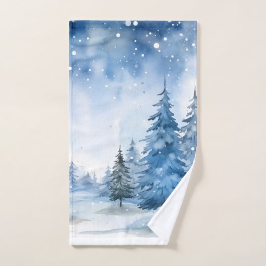 Belle scène Blue Winter Woods (Serviette à main)