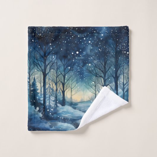 Belle scène Blue Winter Woods (Gant de toilette)