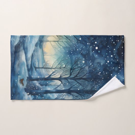 Belle scène Blue Winter Woods (Serviette à main)