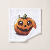 Belle sculpture de dessin animé citrouille Hallowe (Gant de toilette)