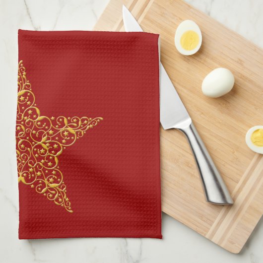 Belle serviette de cuisine Gold Star (Quart Plié)