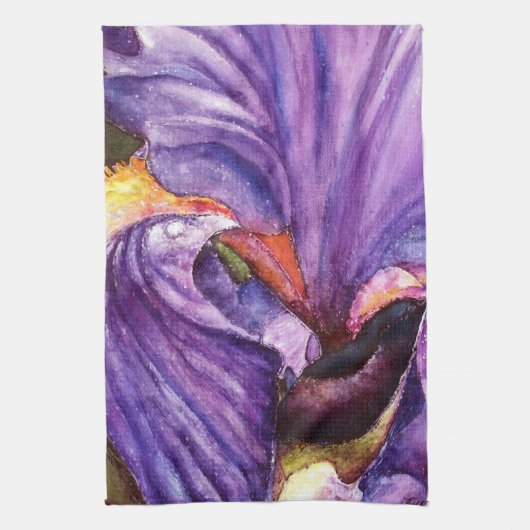 Belle Serviette De Cuisine Peinture Iris Violet (Vertical)