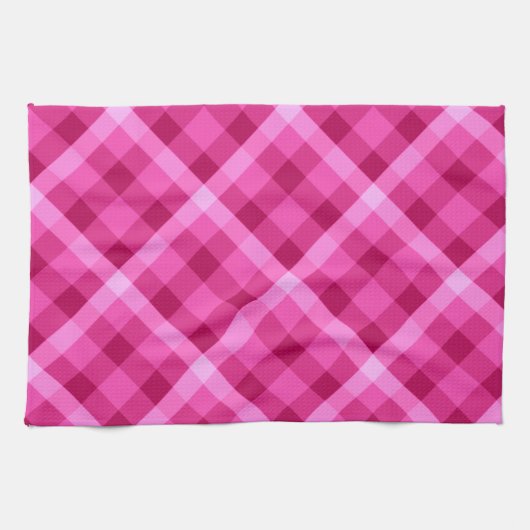 Belle Serviette de cuisine Pink Magenta Plaid (Horizontal)