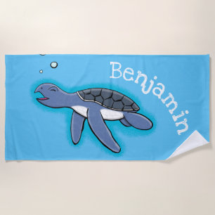 Belle serviette de plage de dessin de tortue bébé