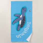 Belle serviette de plage de dessin de tortue bébé (Devant)