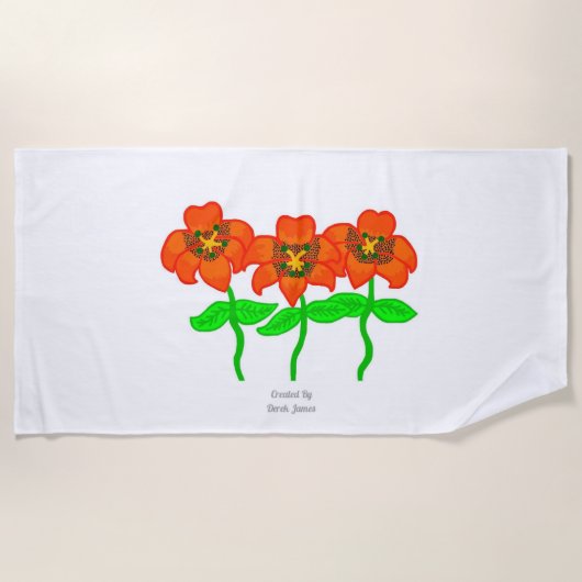 Belle serviette de plage de Tiger Lilies (Devant)
