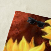 Belle serviette de plage de trois tournesols - Pei (En situation)