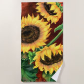 Belle serviette de plage de trois tournesols - Pei (Devant)