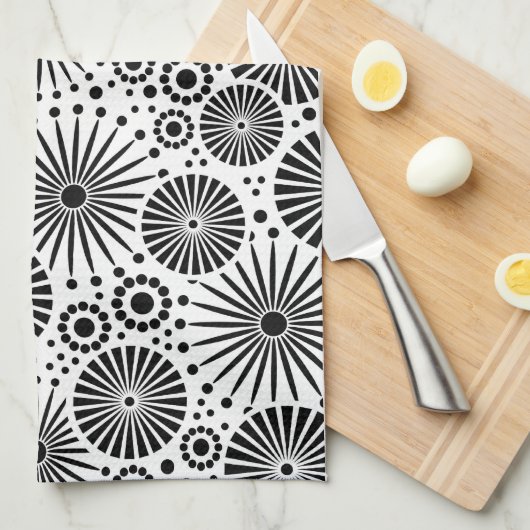 Belle serviette en noir et blanc rétro (Quart Plié)