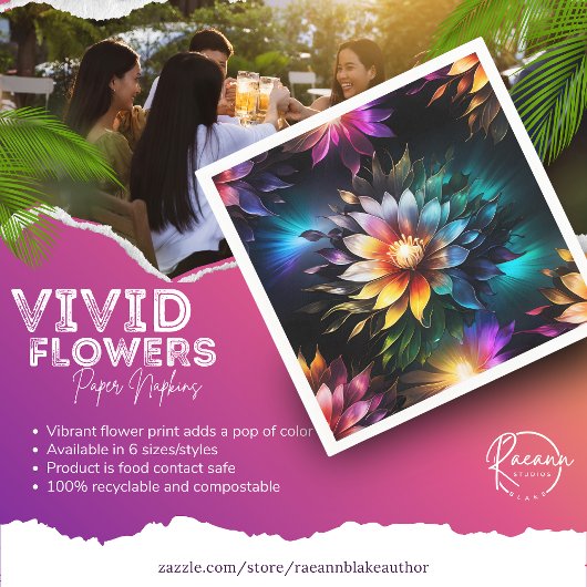 Belle Serviette en Papier Fleurs Vives