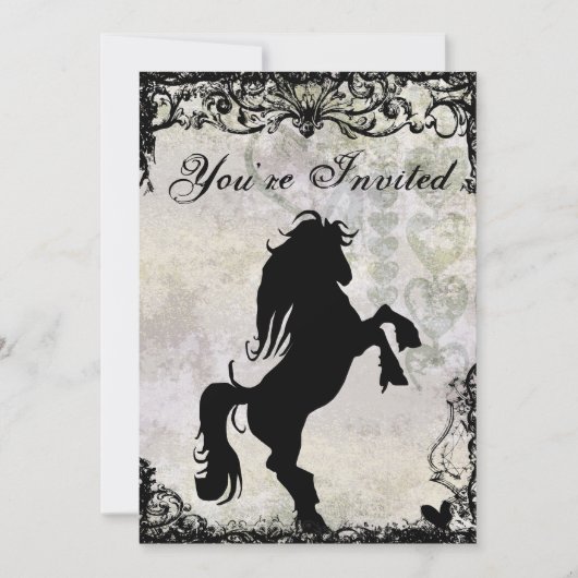 Belle Silhouette Cheval Anniversaire Invitation (Devant)