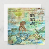 Belle Sirène Faire Quelques Vagues Carte De Vacanc (Devant / Derrière)