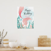 Belle Sirène Fille Anniversaire Affiche (Cuisine)