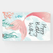 Belle Sirène Fille Anniversaire Vinyl Bannière (Horizontal)