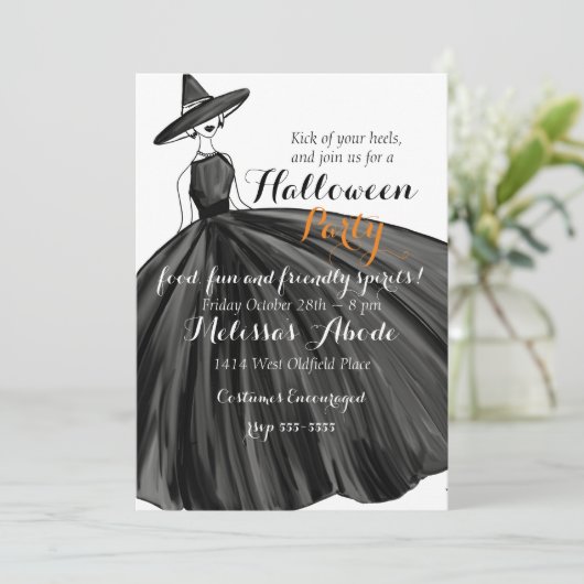 Belle Sorcière Halloween Invitation (Debout devant)
