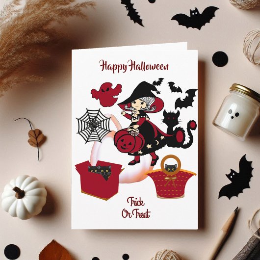Belle Sorcière Halloween Trick Ou Carte De Voeux