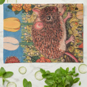 Belle souris avec fleurs Torchons de cuisine (Plié)