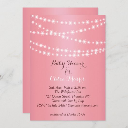 Belle String Lights Baby shower Invitation (Devant / Derrière)