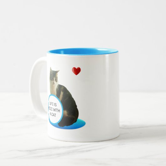 Belle Tabby Chat & Coeur Mug à café à deux tons (Devant gauche)