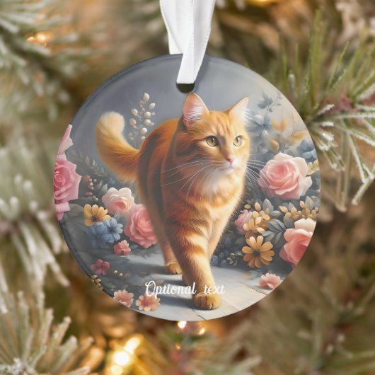 Belle Tabby Chat Orange et Fleurs (Arbre)