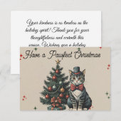 Belle table vintage Merci de Noël Chat (Devant / Derrière)